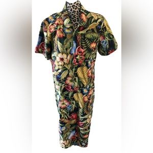 Citi Dress MIDI Dress And Jacket Set Size XL Floral Shirt Sleeve Beaded 21L